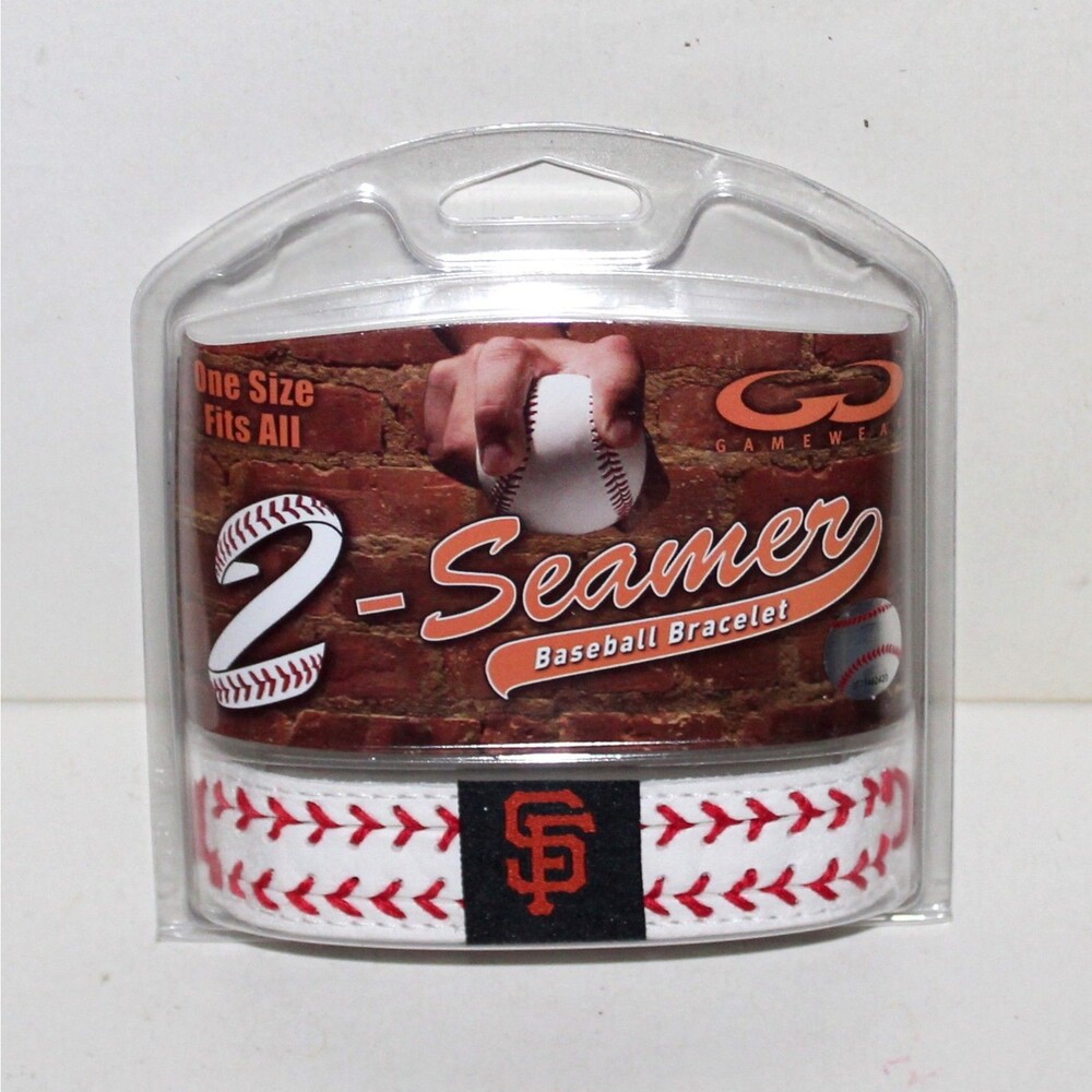 San Francisco Giants Leather Bracelet 2 Seamer Baseball MLB logo white red black